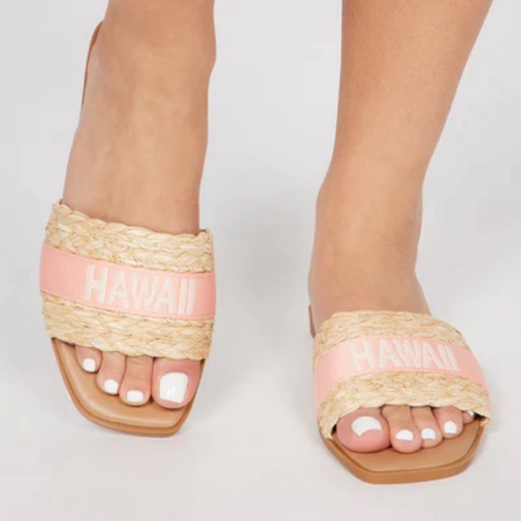 ⭐️NEW - Bamboo - HAWAII Pink & White Flyknit Sandal Slide - Womens Size - Picture 3 of 3